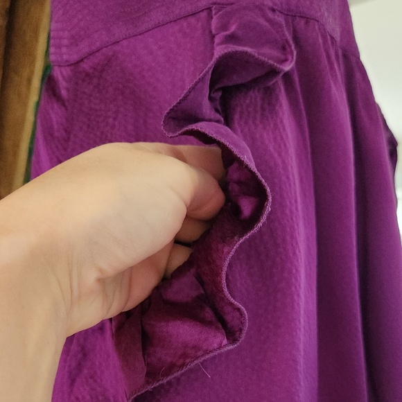 Marc by Marc Jacobs purple textured silk ruffled mini Dress Sz 4 pockets - Picture 4 of 8